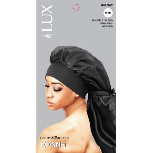 Lux Luxury Silky Satin Braid Bonnet in Black