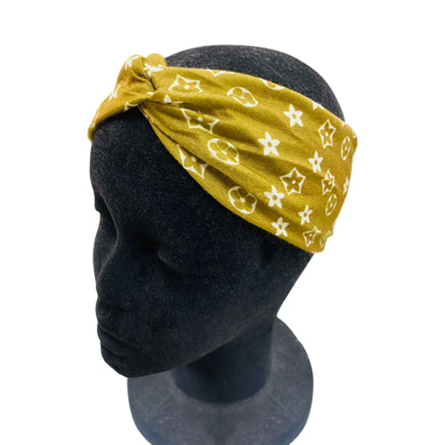 Twist Headband Monogram Print Olive