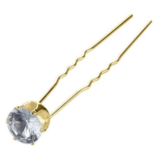 1002 Single Diamond Hair Pin Gold