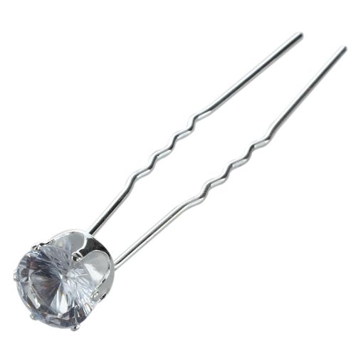 1002 Single Diamond Hair Pin Silver