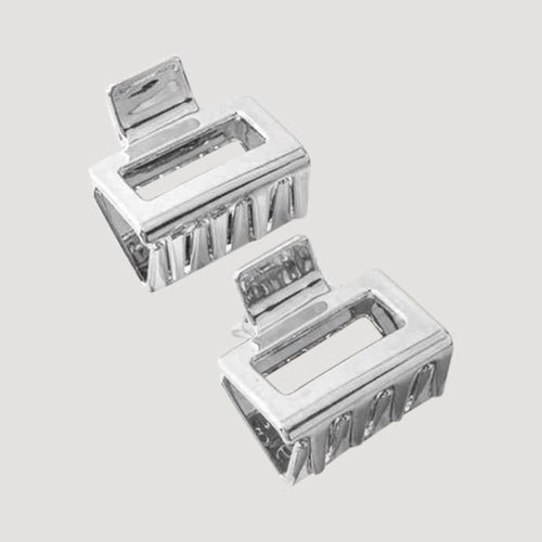 HC10761GS Dual Metallic Rectangle Claw Clips 2pk in Silver