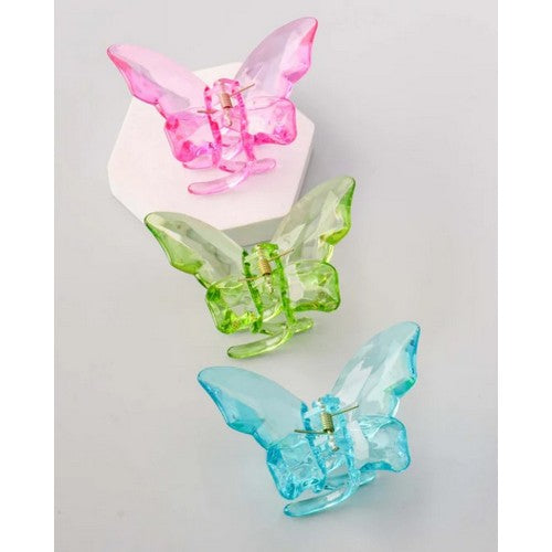 HCE0300 Small Crystal Butterfly Claw Clips 3pk in Orange & Pink & Yellow
