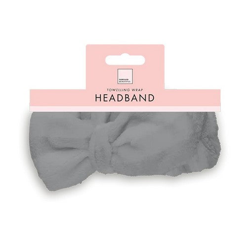 PER7968 Forever Beautiful Toweling Bow Wrap Headband in Grey