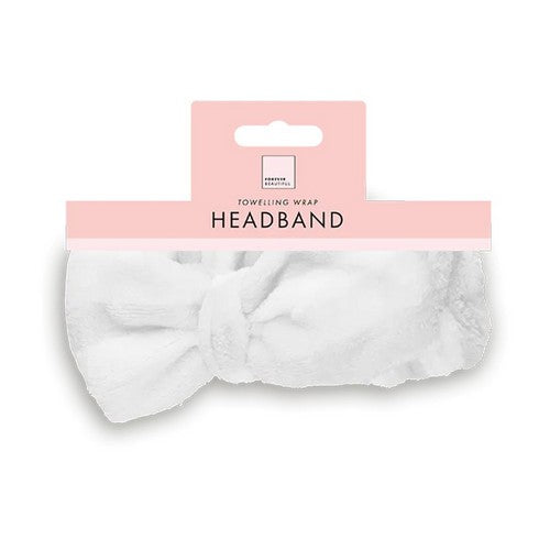PER7968 Forever Beautiful Toweling Bow Wrap Headband in White