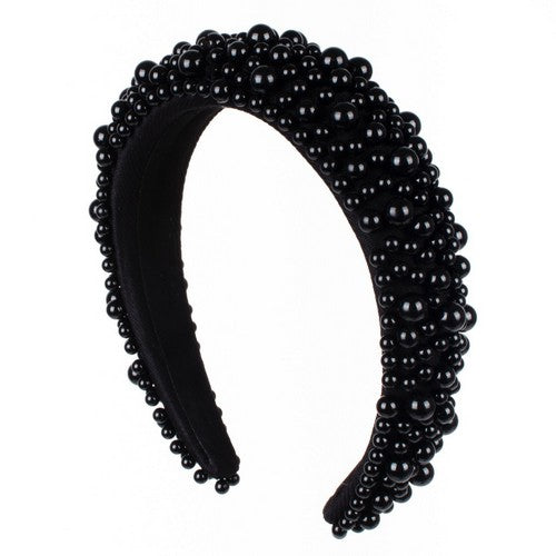 PHB1054 Luxury Pearl Padded Headband in Black