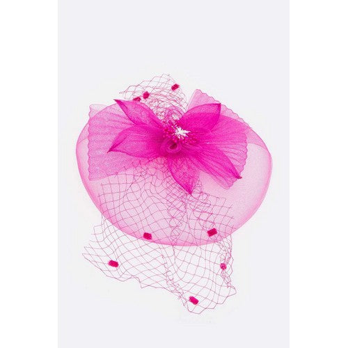 Oversize Mesh Fascinator in Fuchsia
