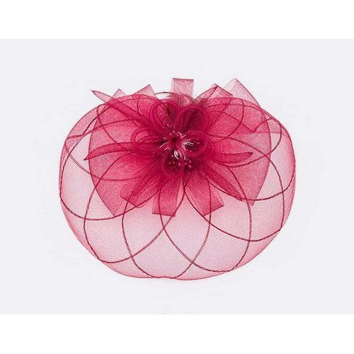 76-ANHP1065 Pearl & Feather Fascinator in Burgundy