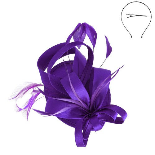 Feather Hat Fascinator in Purple