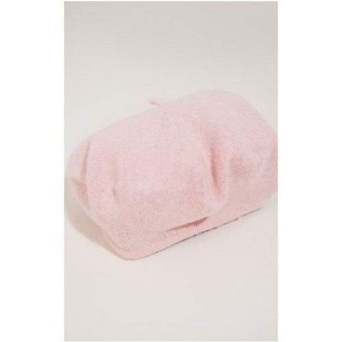 Wool Beret Hat in Baby Pink