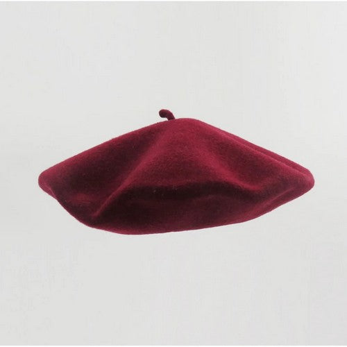 Wool Beret Hat in Burgundy