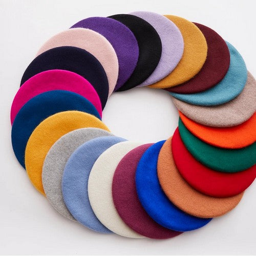 Wool Beret Hat in Light Grey