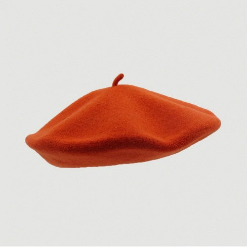 Wool Beret Hat in Orange