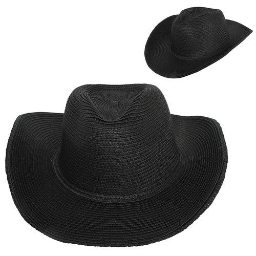HTP2863 Straw Western Cowboy Hat in Black