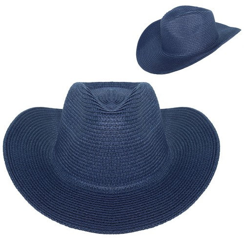 Straw Western Cowboy Hat in Navy Blue