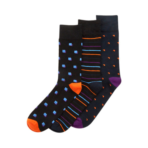 25036 Bamboo Dress Socks 3 pc in Black Mix