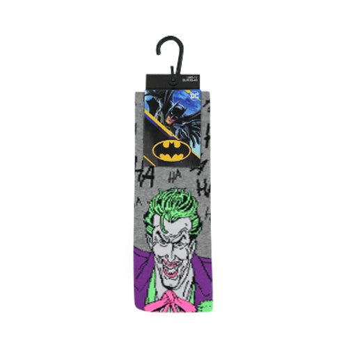 Official DC Batman Joker Fun Socks 1pr in Grey