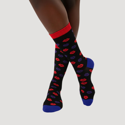 S31070 S. Christina Fun Socks in Lips Black Multi