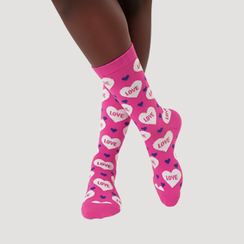 S31070 S. Christina Fun Socks in Love Neon Pink