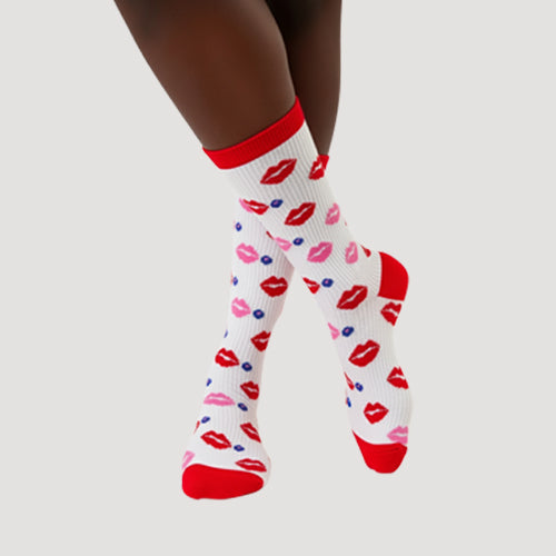 S31070 S. Christina Fun Socks in Lips White Red