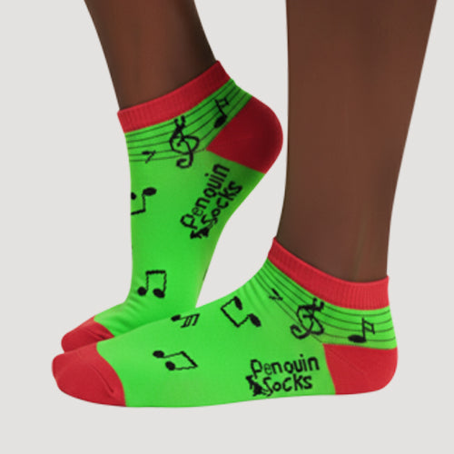 Hype Fire Ankle Cut Fun Socks in Music Neon Green