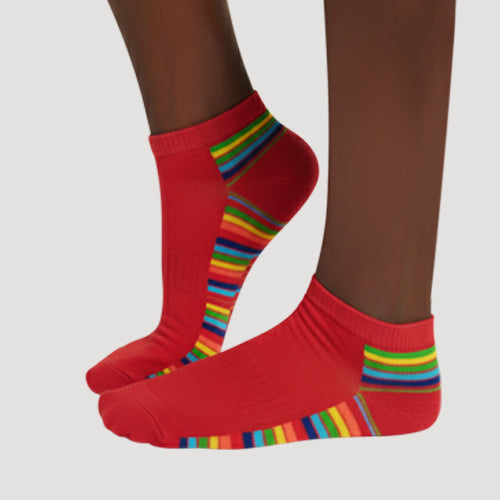 Hype Fire Ankle Cut Fun Socks in Music Red