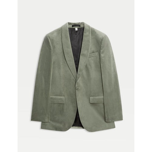 Marks & Spencer Tailored Fit Velvet Blazer in Green