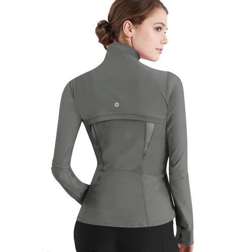 Workout Jacket With Thumb Holes in Charcoal