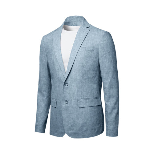 Elbow Patch Slim Fit Cotton Blazer in Blue