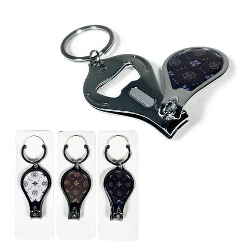 KKP-740 Nail Clipper Monogram Print Bottle Opener Keychain