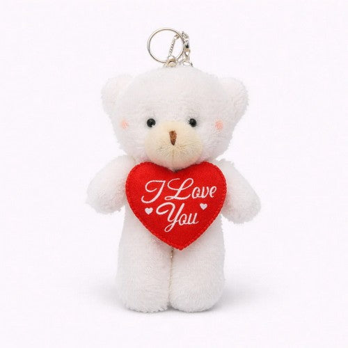 I Love you Bear Keychain in White