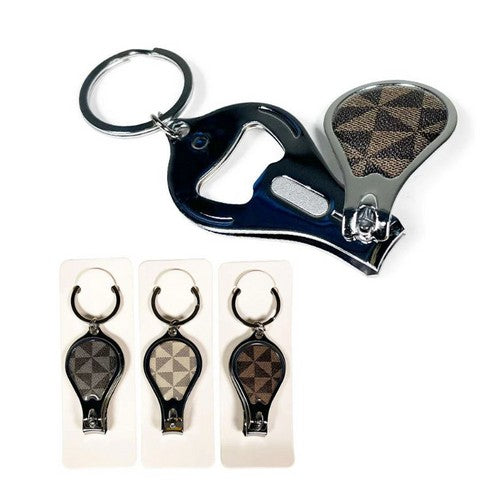 KKP-745 Nail Clipper Monogram Print Bottle Opener Keychain
