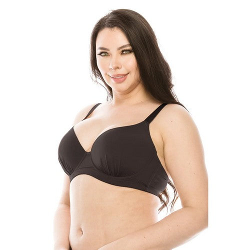Extra Coverage Pleat Underwire Bra in Black
