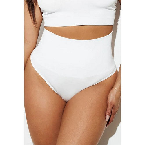 High Waist Shapewear Thong Panty in White