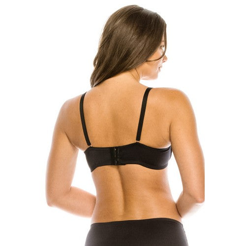 Shiny Push Up Strapless Bra in Black