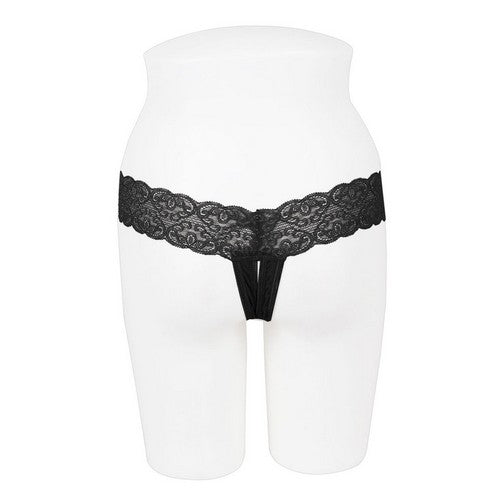 Lace Band Crotchless Thong Panty Black
