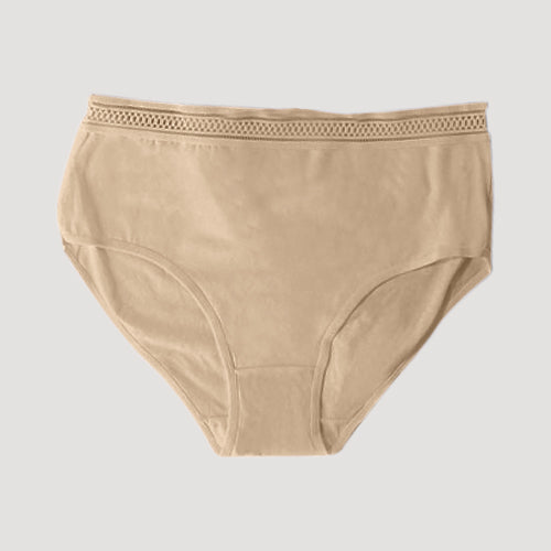 1668 Embroider Waist Cotton Panty in Beige