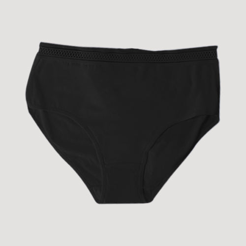 1668 Embroider Waist Cotton Panty in Black