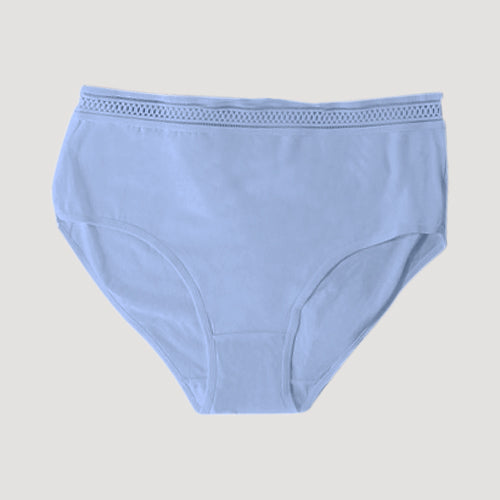 1668 Embroider Waist Cotton Panty in Blue