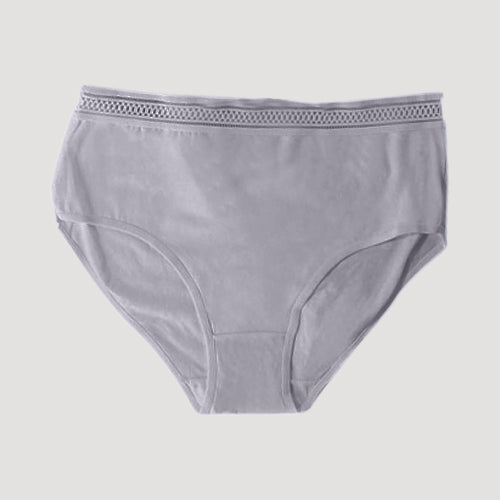 1668 Embroider Waist Cotton Panty in Grey