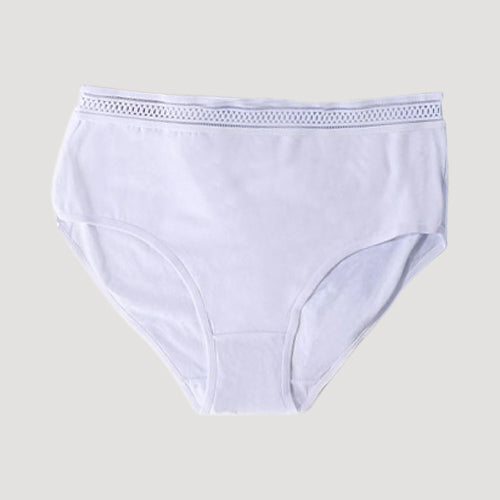1668 Embroider Waist Cotton Panty in White