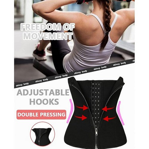 Double Cincher Corset Waist Trainer in Black