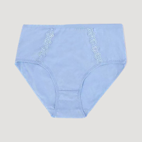 3811 Lace Detail Cotton Panty in Blue