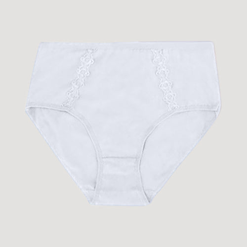 3811 Lace Detail Cotton Panty in White