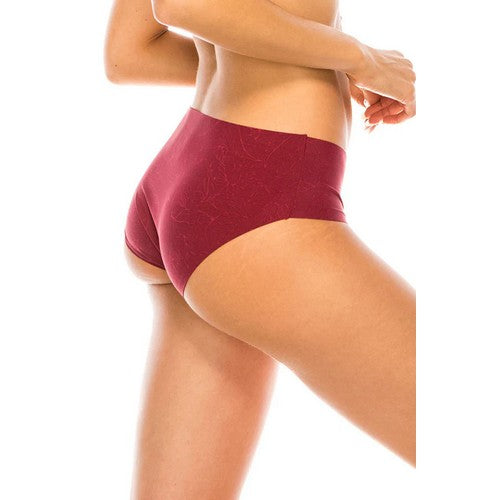 Laser Cut Seamless Panty in Merlot Floral Print