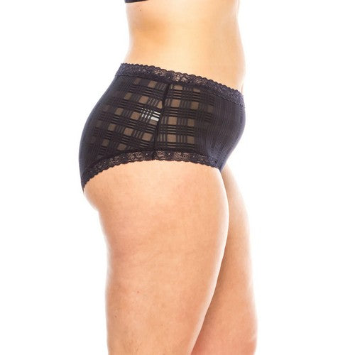 Plus Size Geo Lace Panty in Black