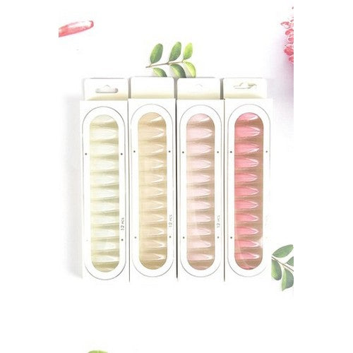 MSBT123292 Long Coffin French Tip Press on Nails