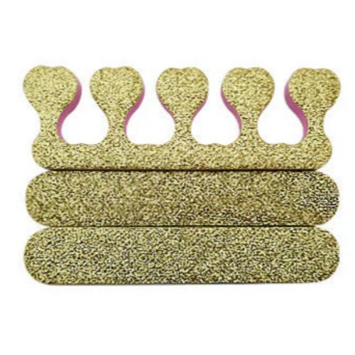 JBS041 Glitter Toe Separator & Nail File Set Gold