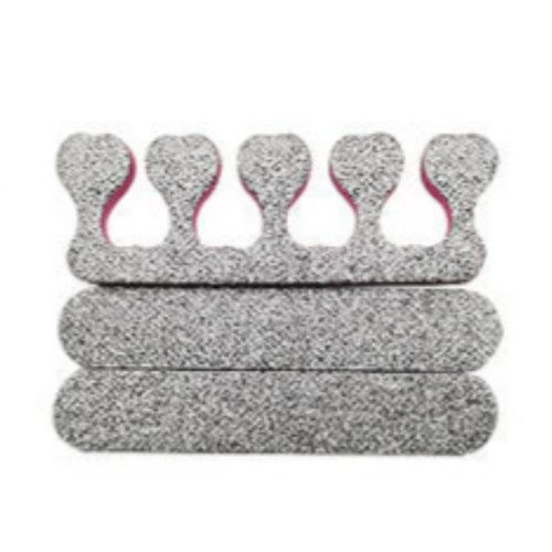 JBS041 Glitter Toe Separator & Nail File Set Silver