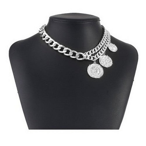 Coins Pendant Necklace in Silver