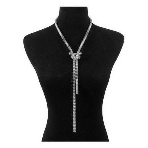 Knot Long Statement Necklace in Silver